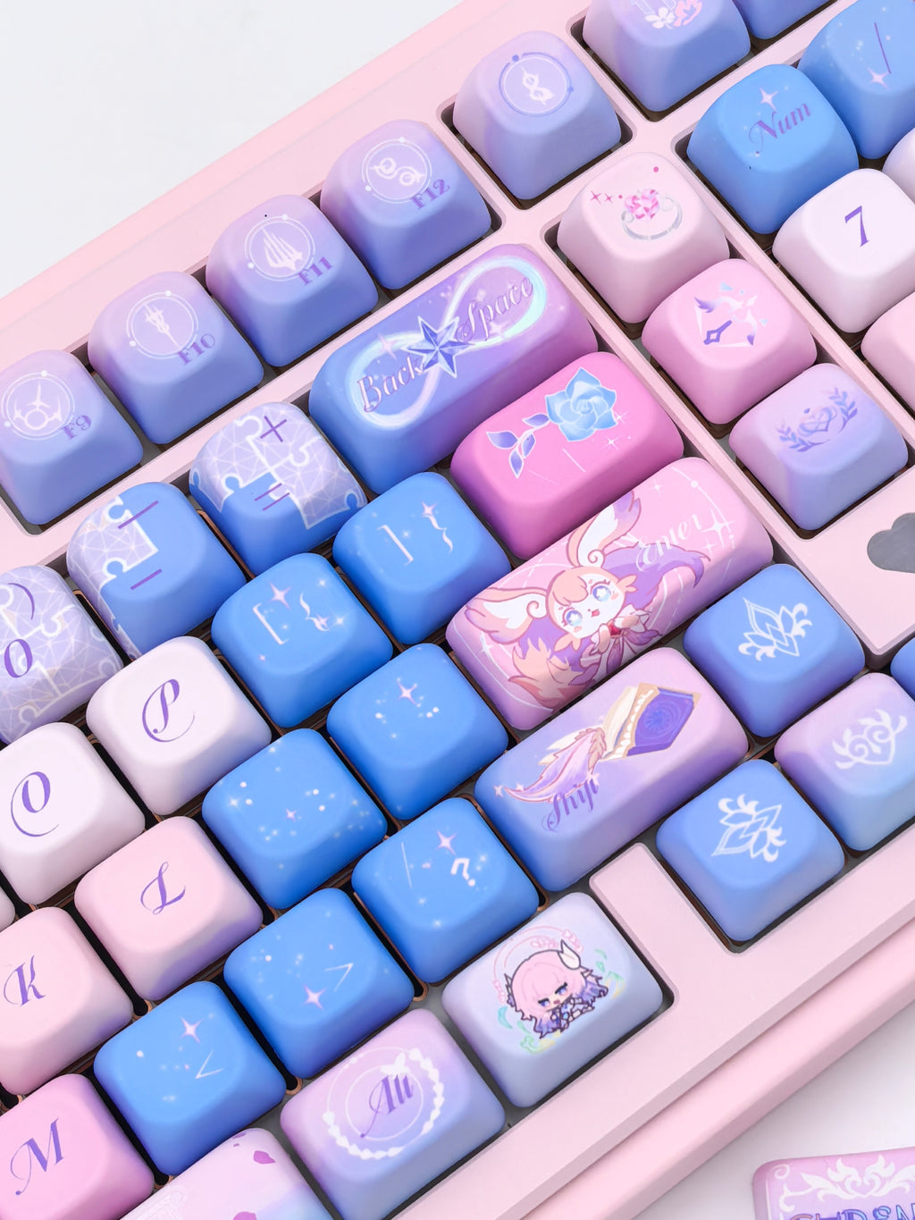 Cyrene Honkai Star Rail keycap set, SOA profile, close-up angle