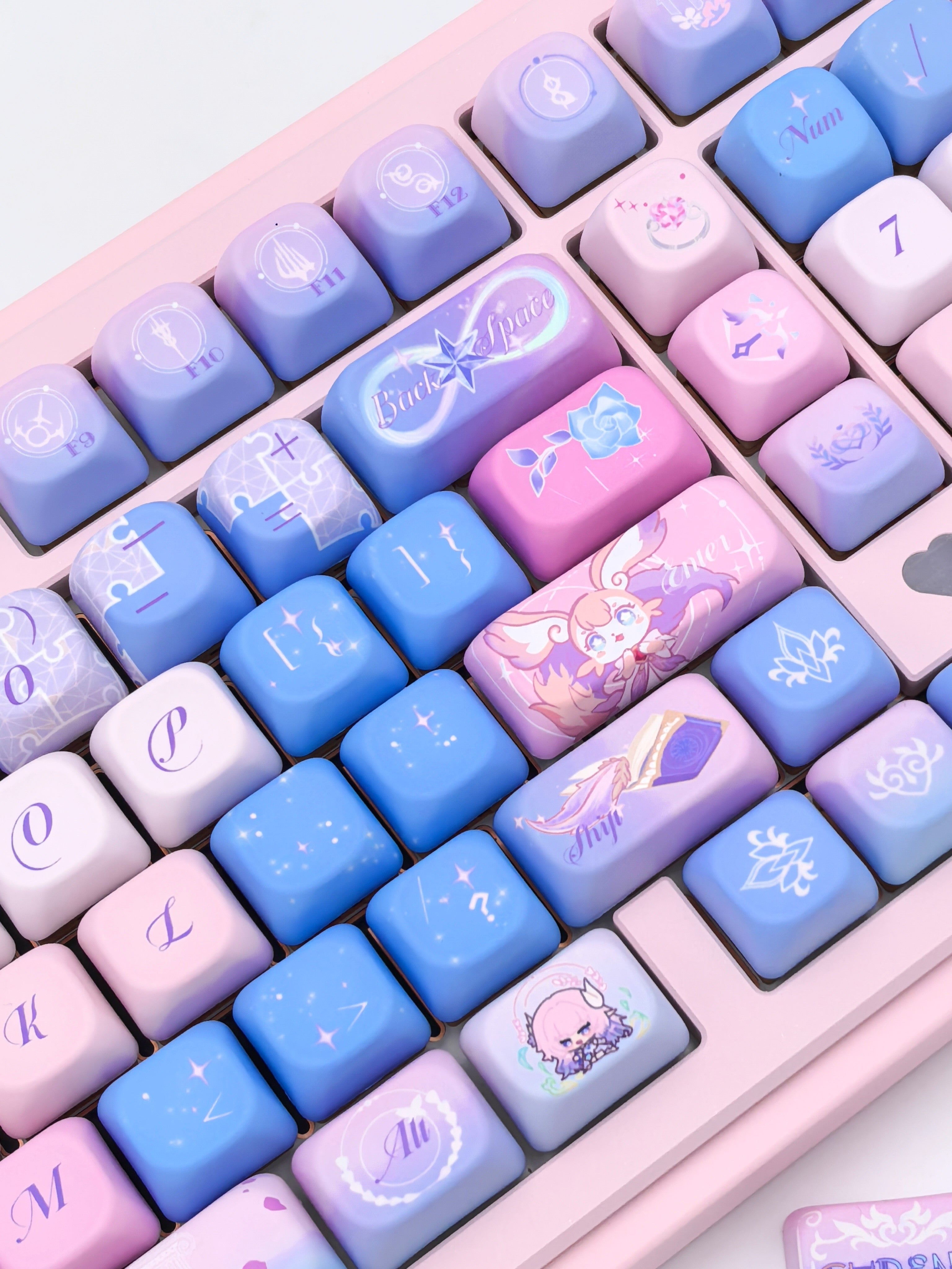 Cyrene Honkai Star Rail keycap set, SOA profile, close-up angle