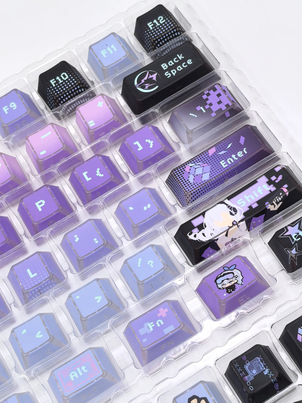 Silver Wolf Honkai Star Rail keycap set, Clear-Edge Side Etch finish, thumbnail view