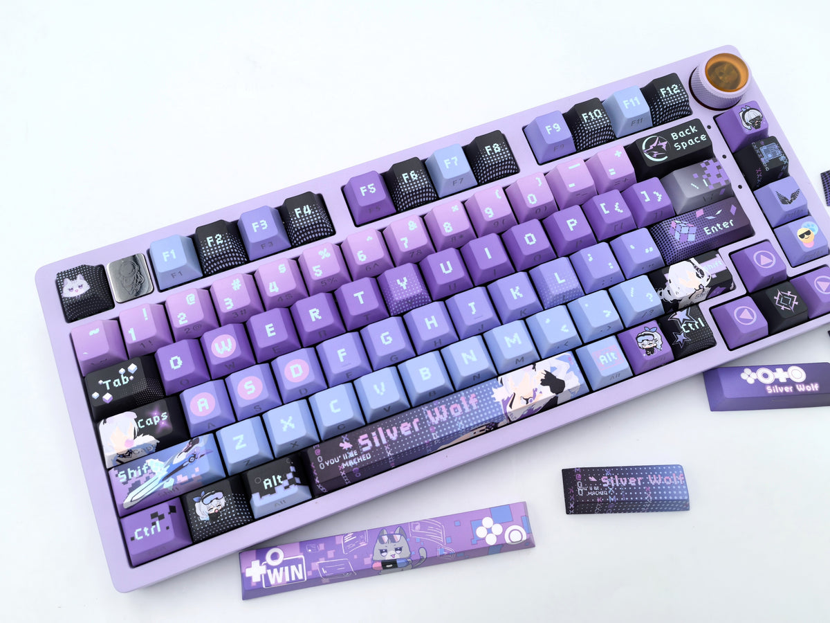 Silver Wolf Honkai Star Rail keycap set, Side Etch finish, thumbnail view